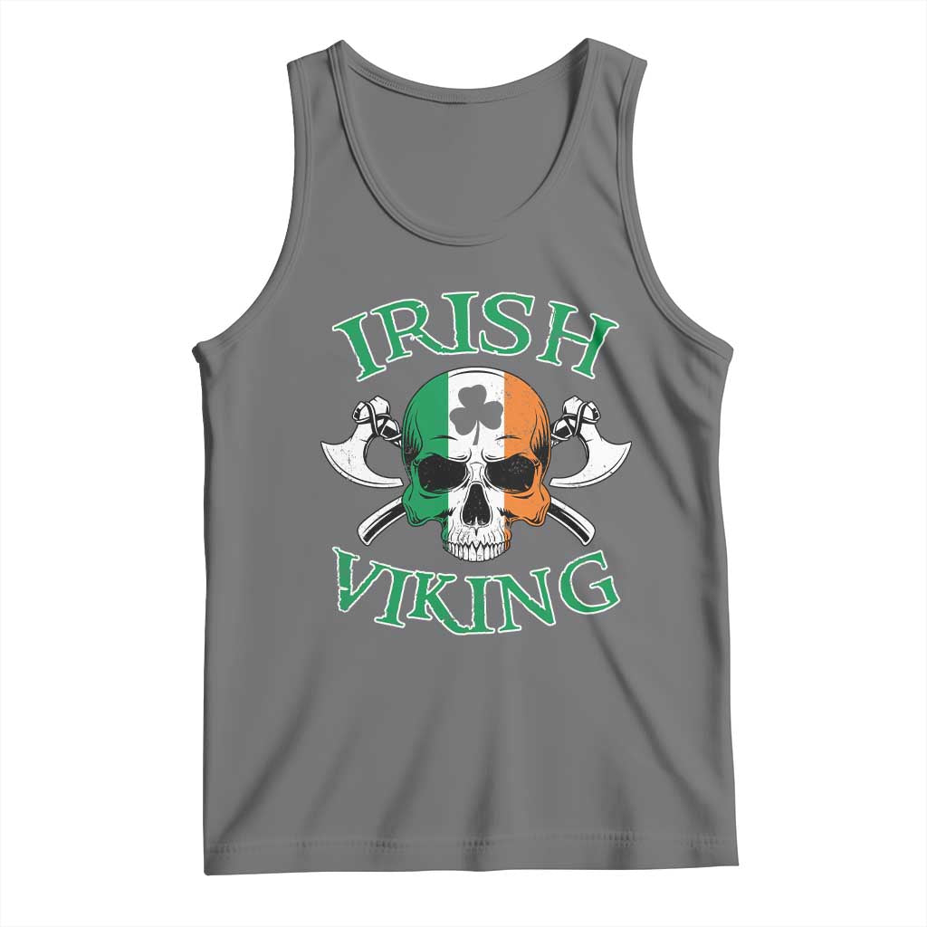 St Patrick's Day Tank Top Irish Viking Skull Lucky Shamrocks Ireland Flag TS09 Black Heather Print Your Wear