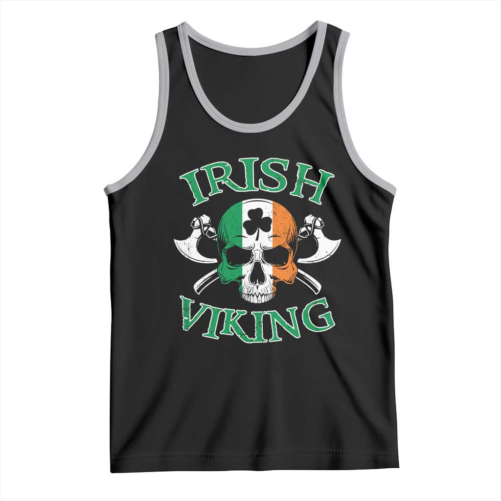 St Patrick's Day Tank Top Irish Viking Skull Lucky Shamrocks Ireland Flag TS09 Black Athletic Heather Print Your Wear