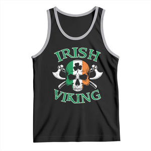 St Patrick's Day Tank Top Irish Viking Skull Lucky Shamrocks Ireland Flag TS09 Black Athletic Heather Print Your Wear