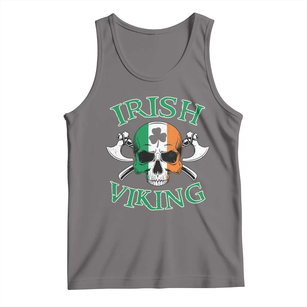 St Patrick's Day Tank Top Irish Viking Skull Lucky Shamrocks Ireland Flag TS09 Deep Heather Print Your Wear
