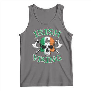 St Patrick's Day Tank Top Irish Viking Skull Lucky Shamrocks Ireland Flag TS09 Deep Heather Print Your Wear