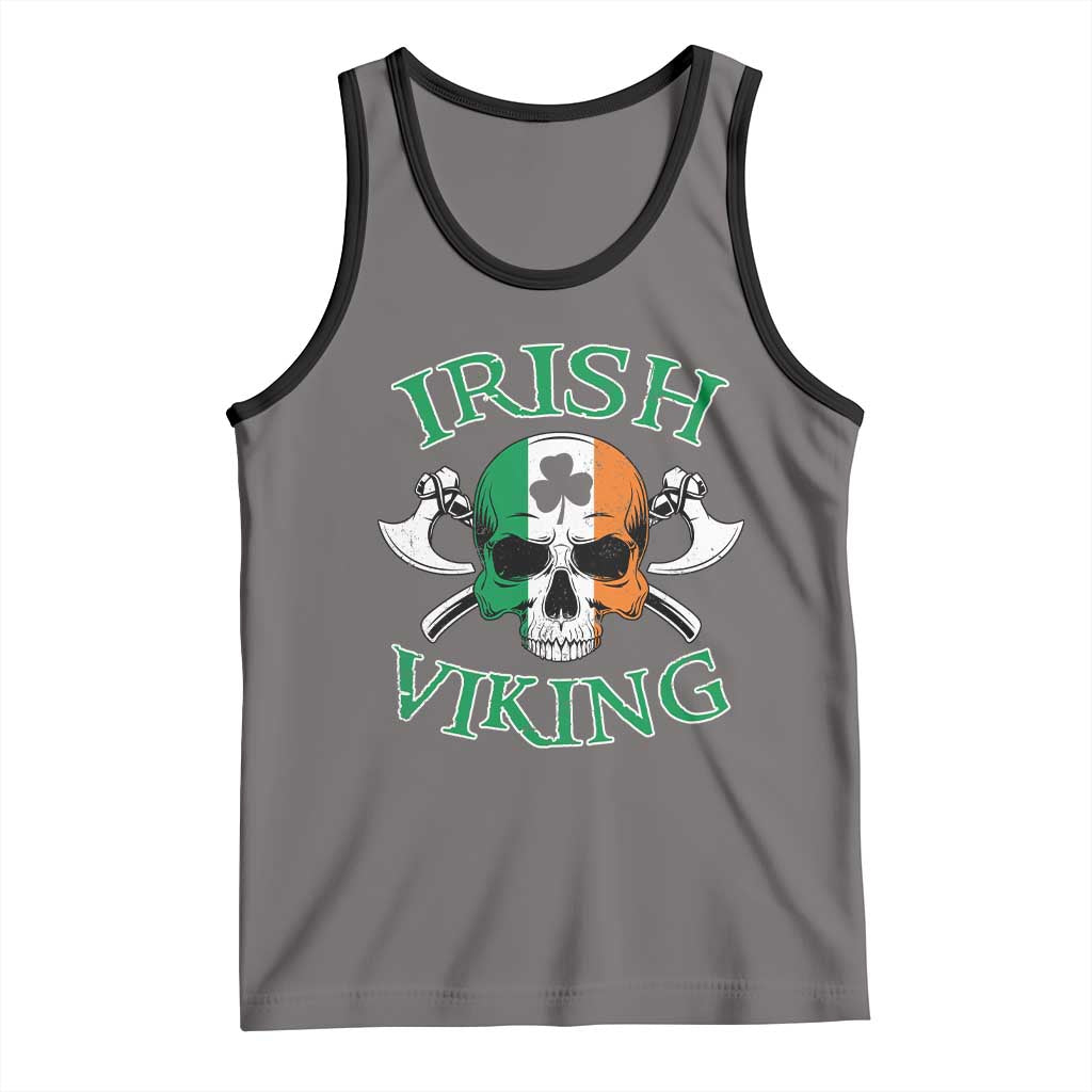 St Patrick's Day Tank Top Irish Viking Skull Lucky Shamrocks Ireland Flag TS09 Deep Heather Black Print Your Wear