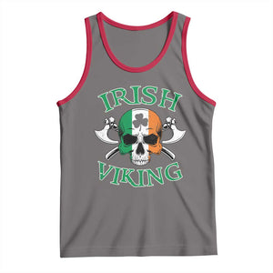 St Patrick's Day Tank Top Irish Viking Skull Lucky Shamrocks Ireland Flag TS09 Deep Heather Red Print Your Wear