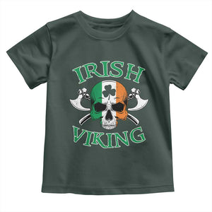 St Patrick's Day Toddler T Shirt Irish Viking Skull Lucky Shamrocks Ireland Flag TS09 Dark Forest Green Print Your Wear