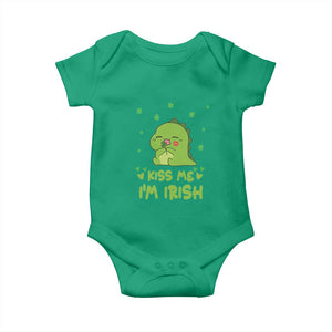 St Patrick's Day Baby Onesie Kiss Me I'm Irish Cute Dinosaur TS09 Irish Green Print Your Wear