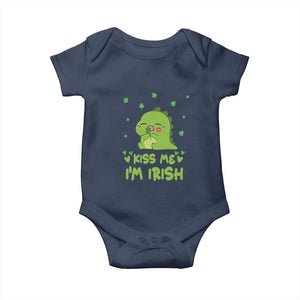 St Patrick's Day Baby Onesie Kiss Me I'm Irish Cute Dinosaur TS09 Navy Print Your Wear