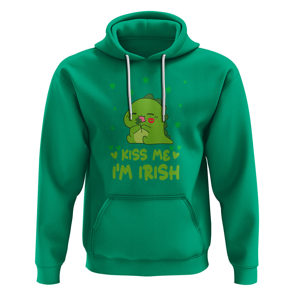 St. Patrick's Day Hoodie Kiss Me I'm Irish Cute Dinosaur TS09 Irish Green Printyourwear