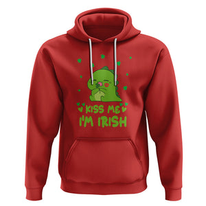 St. Patrick's Day Hoodie Kiss Me I'm Irish Cute Dinosaur TS09 Red Printyourwear