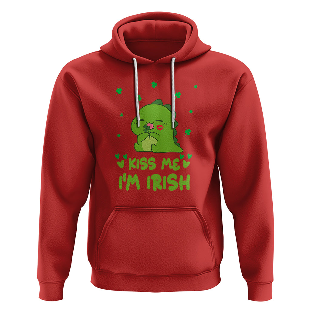 St. Patrick's Day Hoodie Kiss Me I'm Irish Cute Dinosaur TS09 Red Printyourwear