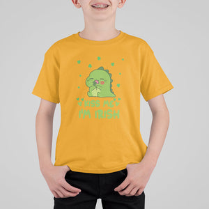 St. Patrick's Day T Shirt For Kid Kiss Me I'm Irish Cute Dinosaur TS09 Gold Printyourwear