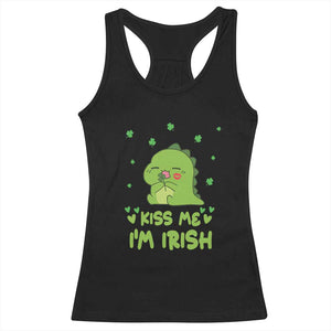 St Patrick's Day Racerback Tank Top Kiss Me I'm Irish Cute Dinosaur TS09 Black Print Your Wear