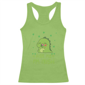 St Patrick's Day Racerback Tank Top Kiss Me I'm Irish Cute Dinosaur TS09 Lime Print Your Wear