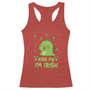 St Patrick's Day Racerback Tank Top Kiss Me I'm Irish Cute Dinosaur TS09 Red Print Your Wear