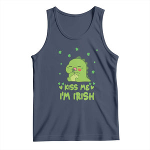 St Patrick's Day Tank Top Kiss Me I'm Irish Cute Dinosaur TS09 Navy Print Your Wear