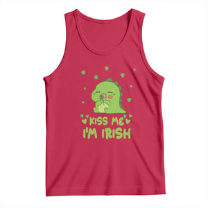 St Patrick's Day Tank Top Kiss Me I'm Irish Cute Dinosaur TS09 Red Print Your Wear