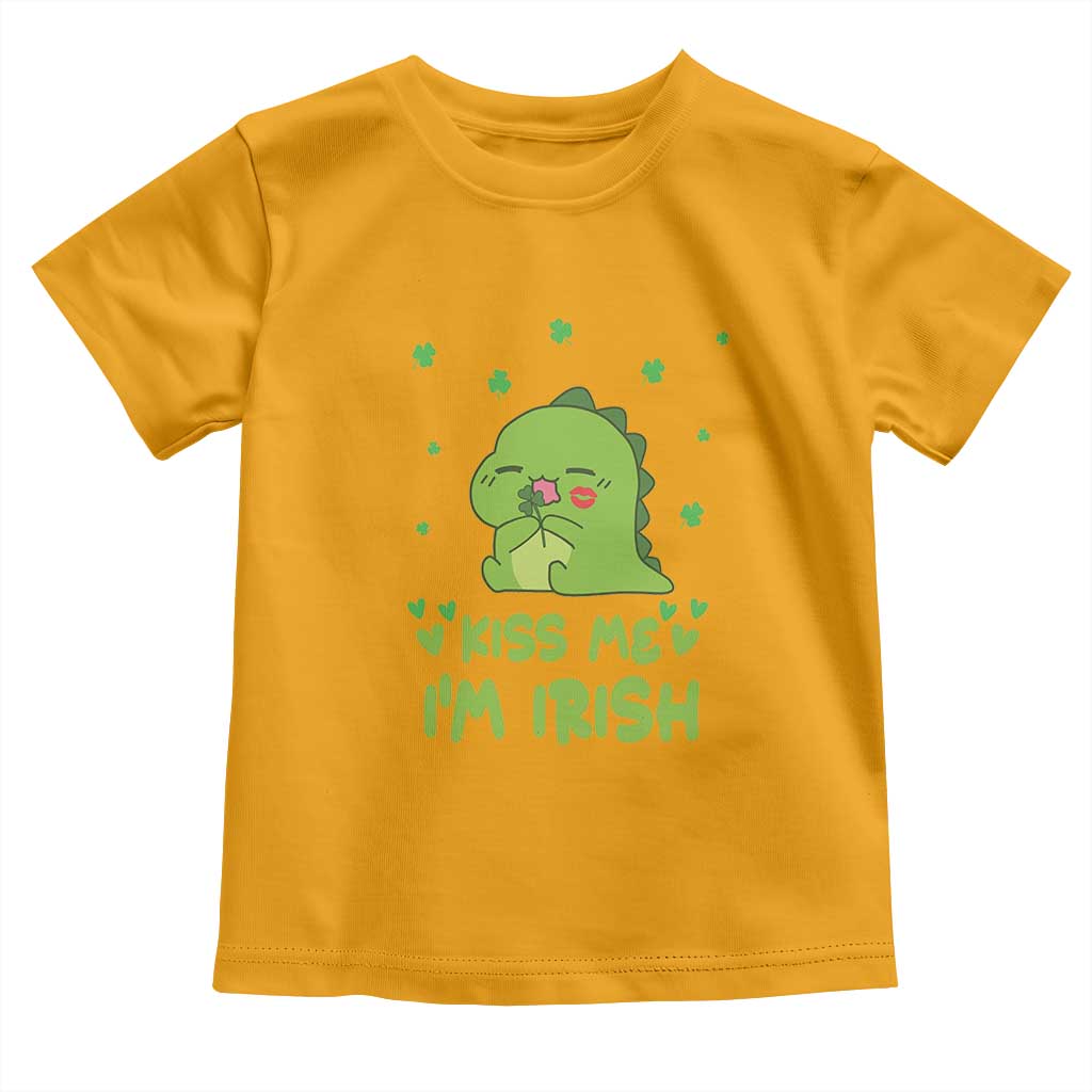 St Patrick's Day Toddler T Shirt Kiss Me I'm Irish Cute Dinosaur TS09 Gold Print Your Wear
