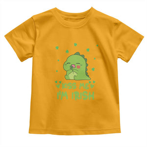 St Patrick's Day Toddler T Shirt Kiss Me I'm Irish Cute Dinosaur TS09 Gold Print Your Wear