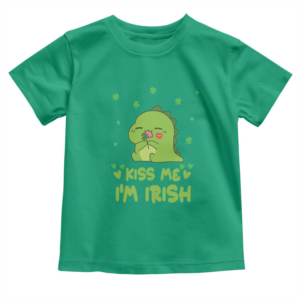 St Patrick's Day Toddler T Shirt Kiss Me I'm Irish Cute Dinosaur TS09 Irish Green Print Your Wear