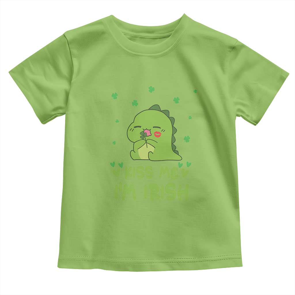 St Patrick's Day Toddler T Shirt Kiss Me I'm Irish Cute Dinosaur TS09 Lime Print Your Wear