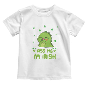St Patrick's Day Toddler T Shirt Kiss Me I'm Irish Cute Dinosaur TS09 White Print Your Wear