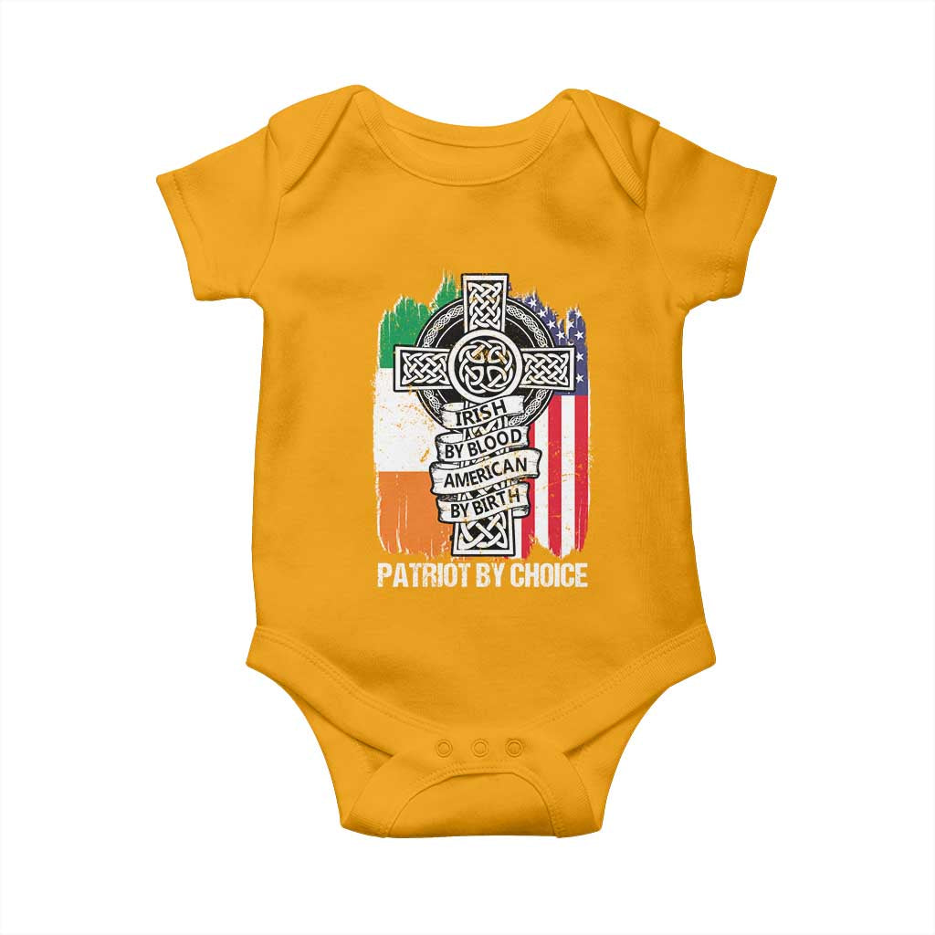 Irish By Blood American By Birth Patriot By Choice Baby Onesie Celtic Cross Ireland America Flag TS09 Gold Print Your Wear