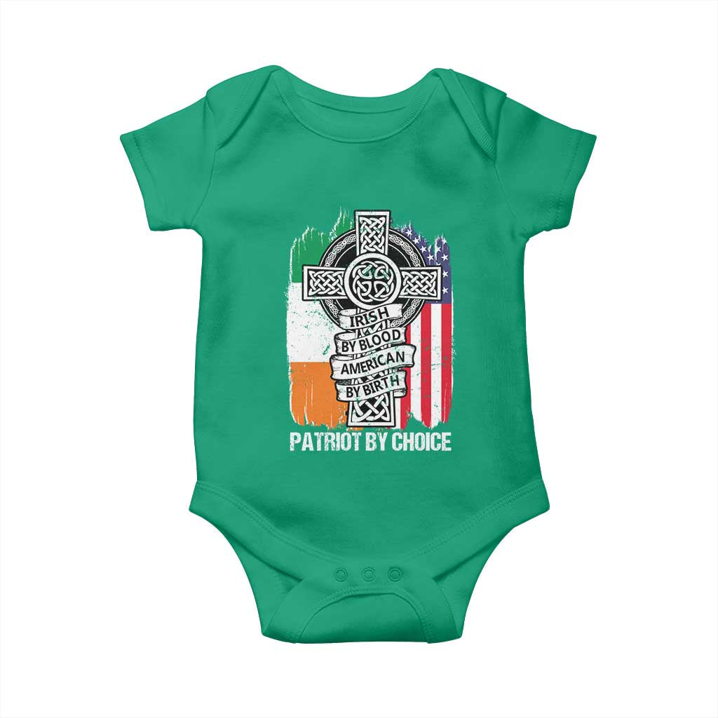 Irish By Blood American By Birth Patriot By Choice Baby Onesie Celtic Cross Ireland America Flag TS09 Irish Green Print Your Wear
