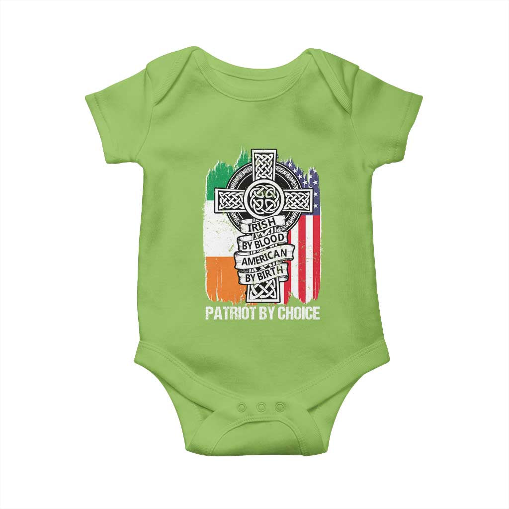 Irish By Blood American By Birth Patriot By Choice Baby Onesie Celtic Cross Ireland America Flag TS09 Lime Print Your Wear