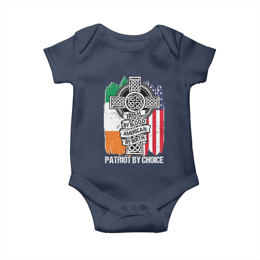 Irish By Blood American By Birth Patriot By Choice Baby Onesie Celtic Cross Ireland America Flag TS09 Navy Print Your Wear