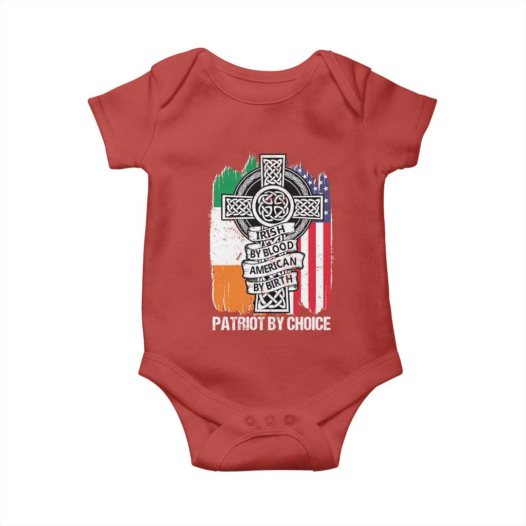 Irish By Blood American By Birth Patriot By Choice Baby Onesie Celtic Cross Ireland America Flag TS09 Red Print Your Wear