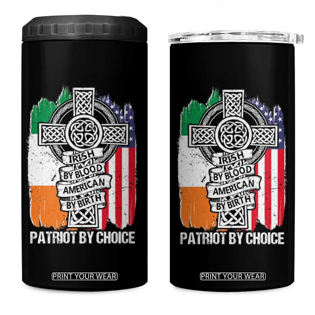 Irish By Blood American By Birth Patriot By Choice 4 in 1 Can Cooler Tumbler Celtic Cross Ireland America Flag TS09 One Size: 16 oz Black Print Your Wear