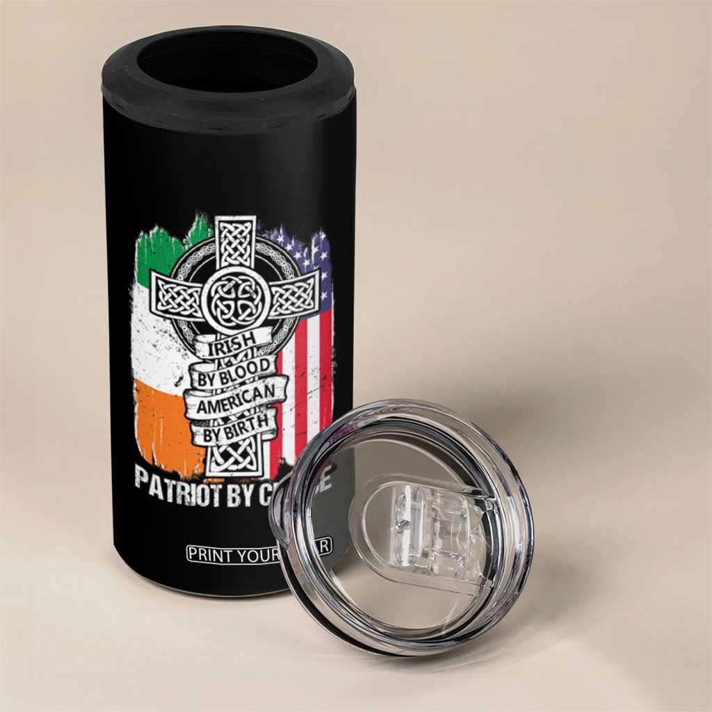 Irish By Blood American By Birth Patriot By Choice 4 in 1 Can Cooler Tumbler Celtic Cross Ireland America Flag TS09 Print Your Wear
