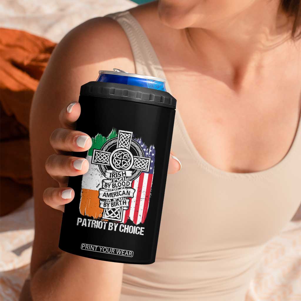 Irish By Blood American By Birth Patriot By Choice 4 in 1 Can Cooler Tumbler Celtic Cross Ireland America Flag TS09 Print Your Wear
