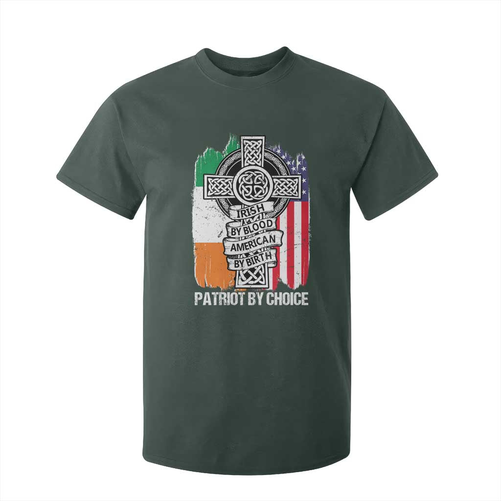 Irish By Blood American By Birth Patriot By Choice T Shirt For Kid Celtic Cross Ireland America Flag TS09 Dark Forest Green Print Your Wear