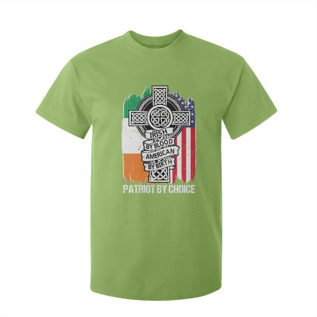 Irish By Blood American By Birth Patriot By Choice T Shirt For Kid Celtic Cross Ireland America Flag TS09 Lime Print Your Wear