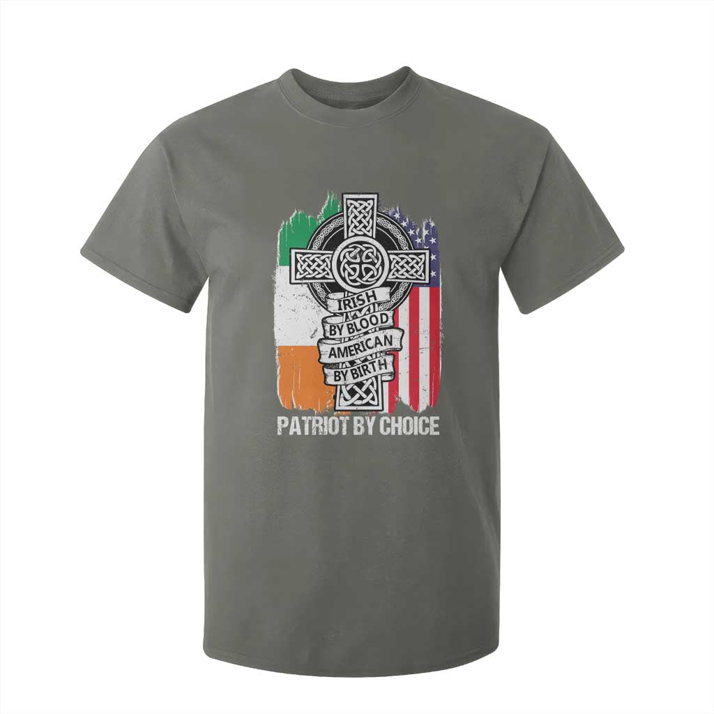 Irish By Blood American By Birth Patriot By Choice T Shirt For Kid Celtic Cross Ireland America Flag TS09 Military Green Print Your Wear