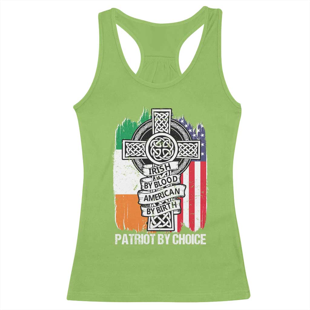 Irish By Blood American By Birth Patriot By Choice Racerback Tank Top Celtic Cross Ireland America Flag TS09 Lime Print Your Wear