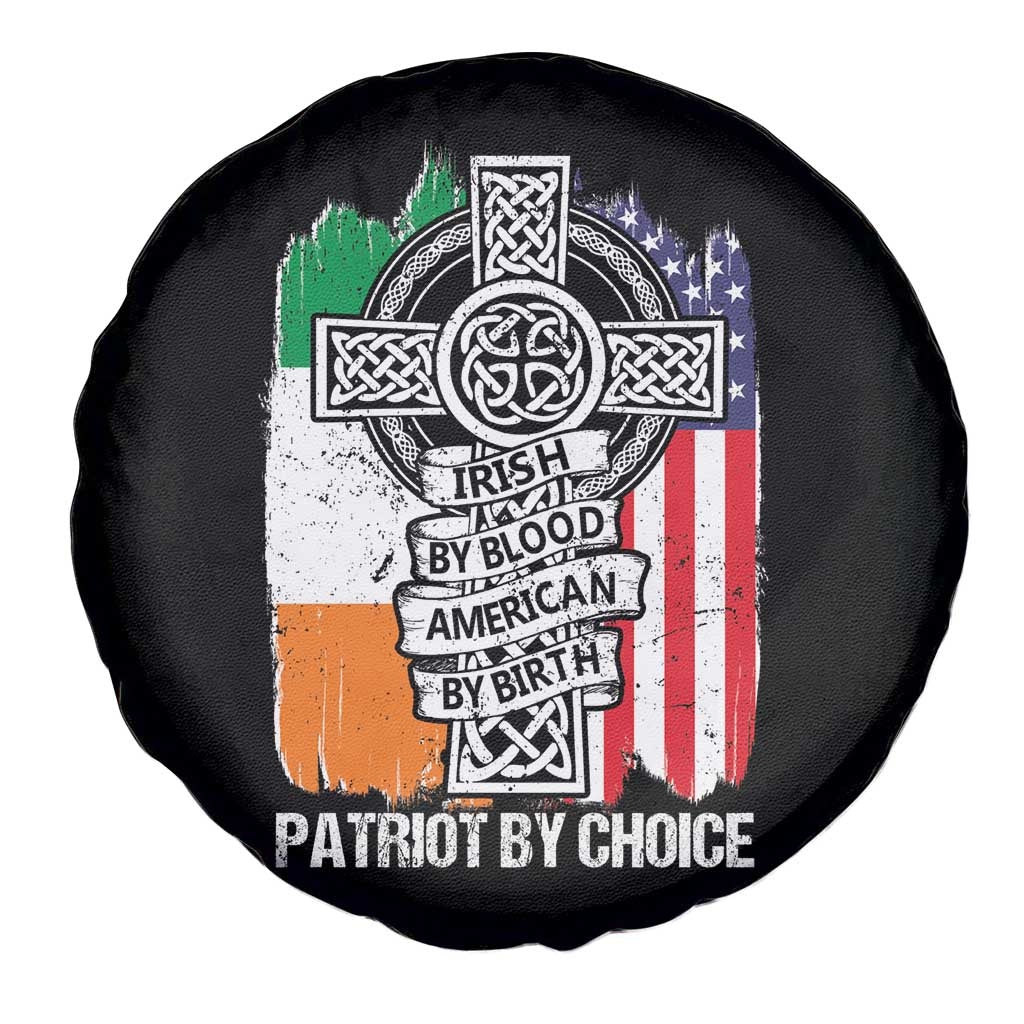 Irish By Blood American By Birth Patriot By Choice Spare Tire Cover Celtic Cross Ireland America Flag TS09 Print Your Wear