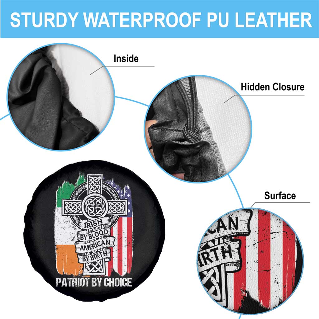 Irish By Blood American By Birth Patriot By Choice Spare Tire Cover Celtic Cross Ireland America Flag TS09 Print Your Wear