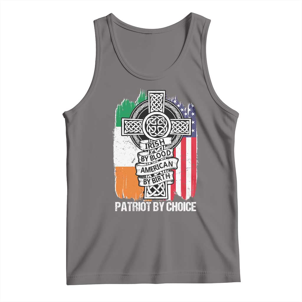 Irish By Blood American By Birth Patriot By Choice Tank Top Celtic Cross Ireland America Flag TS09 Deep Heather Print Your Wear
