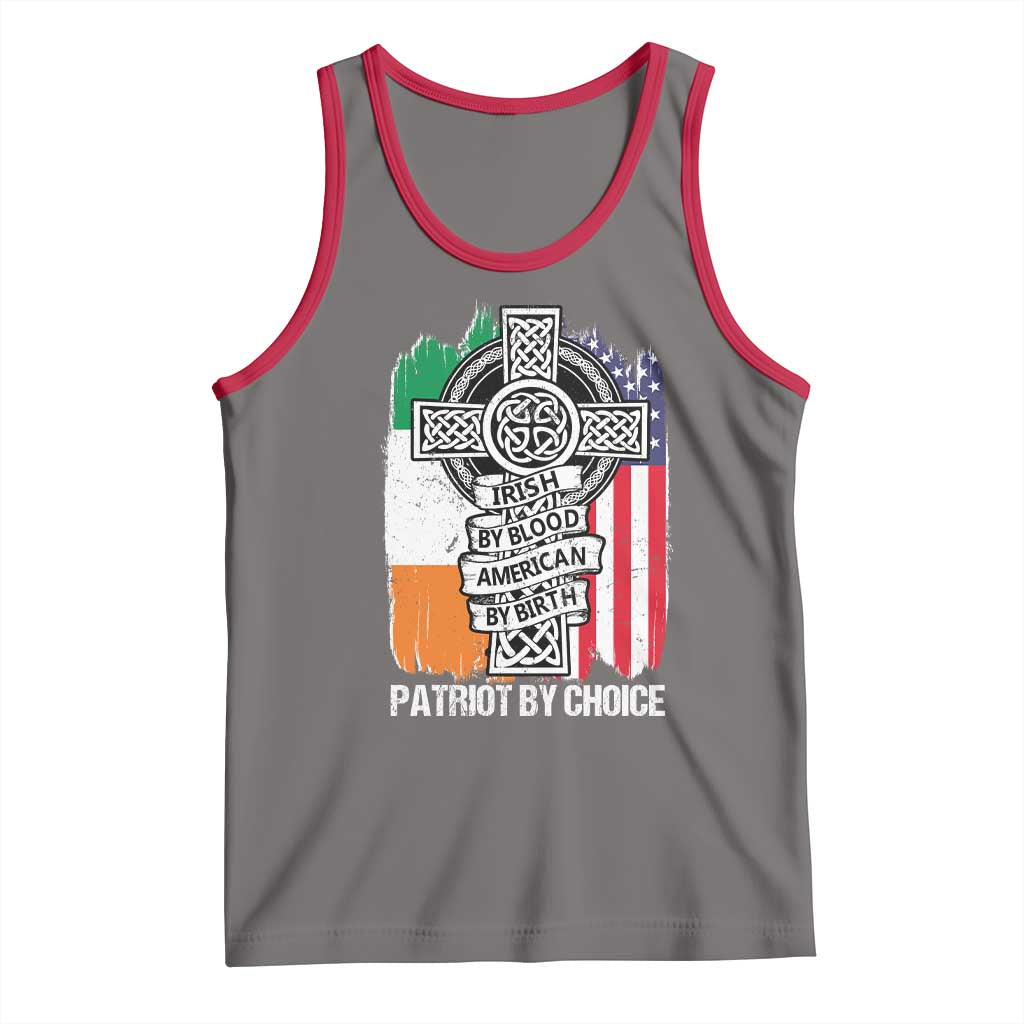 Irish By Blood American By Birth Patriot By Choice Tank Top Celtic Cross Ireland America Flag TS09 Deep Heather Red Print Your Wear