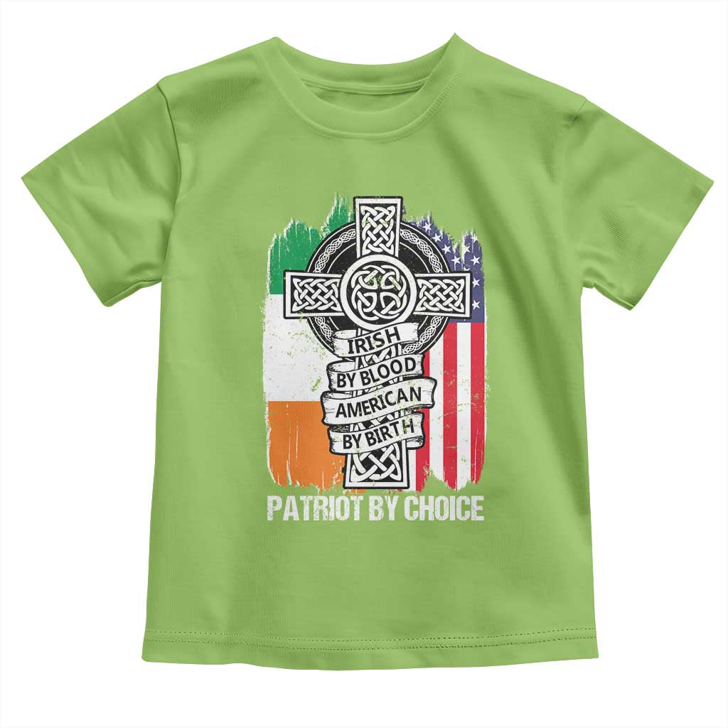 Irish By Blood American By Birth Patriot By Choice Toddler T Shirt Celtic Cross Ireland America Flag TS09 Lime Print Your Wear
