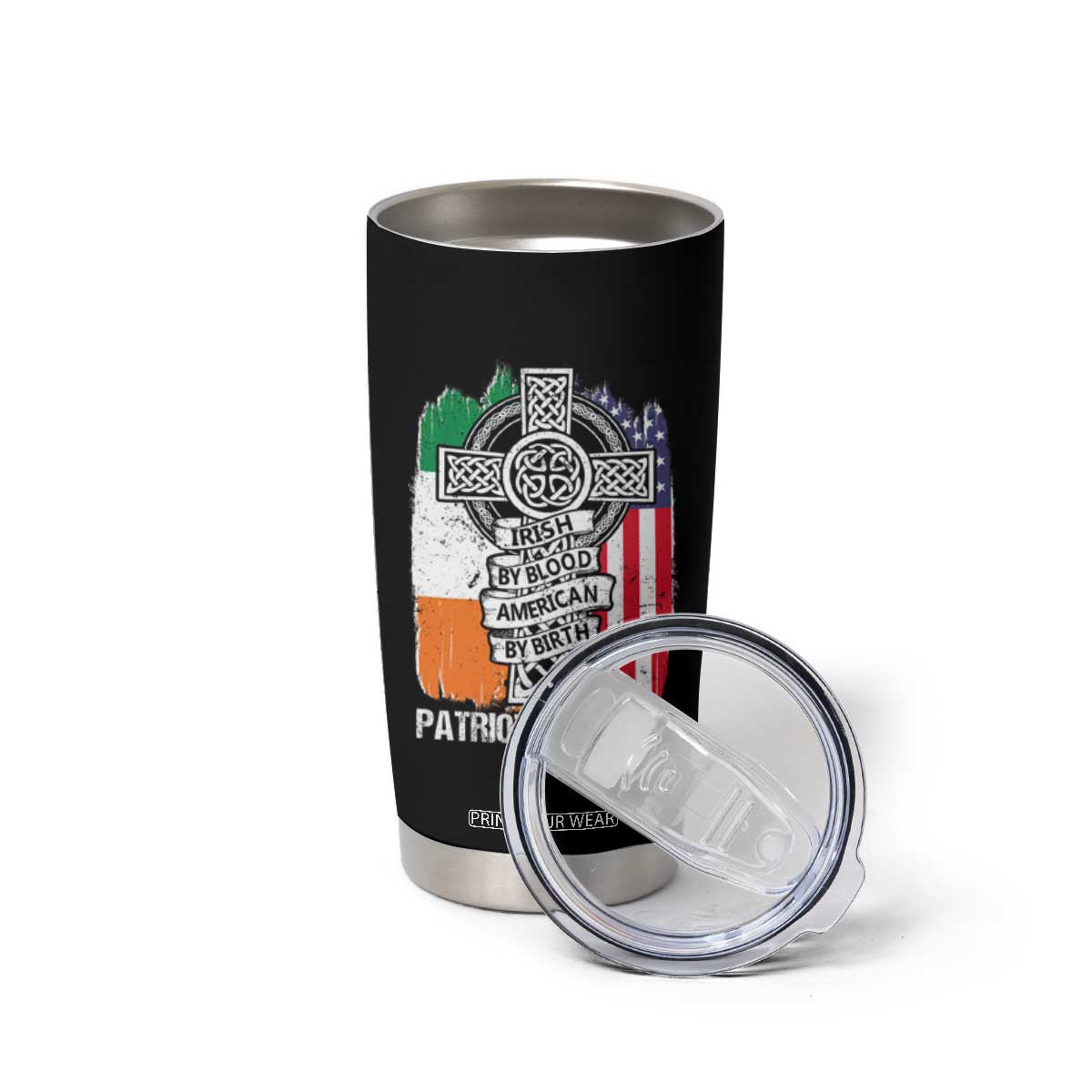 Irish By Blood American By Birth Patriot By Choice Tumbler Cup Celtic Cross Ireland America Flag TS09 Print Your Wear