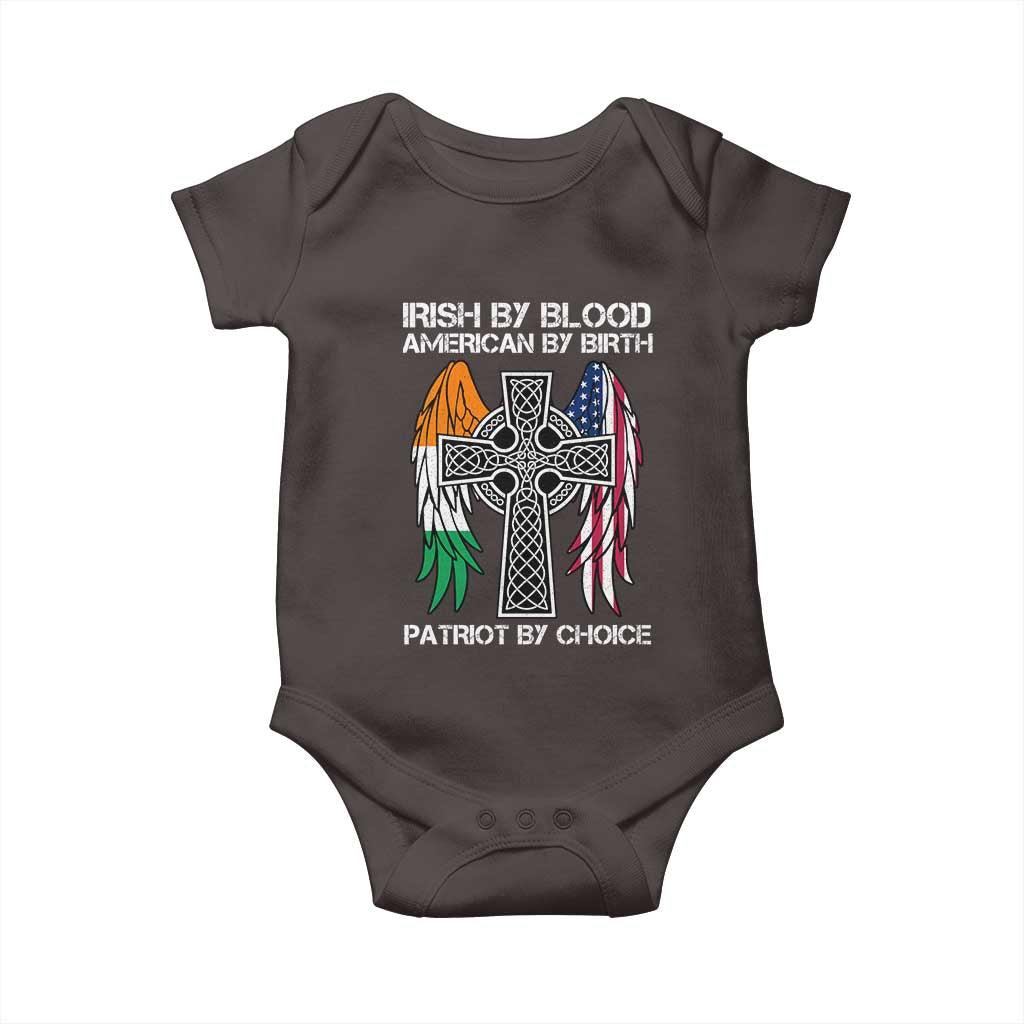 Irish By Blood American By Birth Patriot By Choice Baby Onesie Ireland America Flag Celtic Cross TS09 Dark Chocolate Print Your Wear