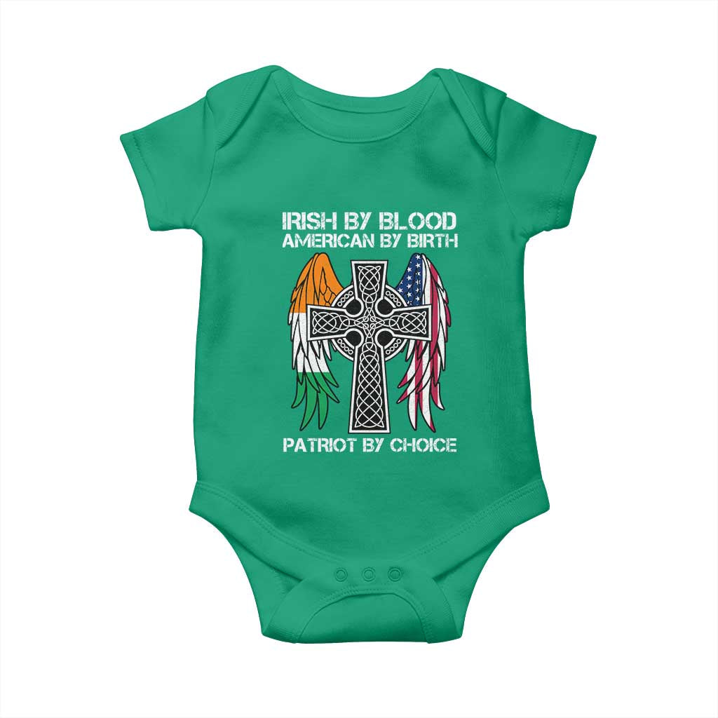 Irish By Blood American By Birth Patriot By Choice Baby Onesie Ireland America Flag Celtic Cross TS09 Irish Green Print Your Wear