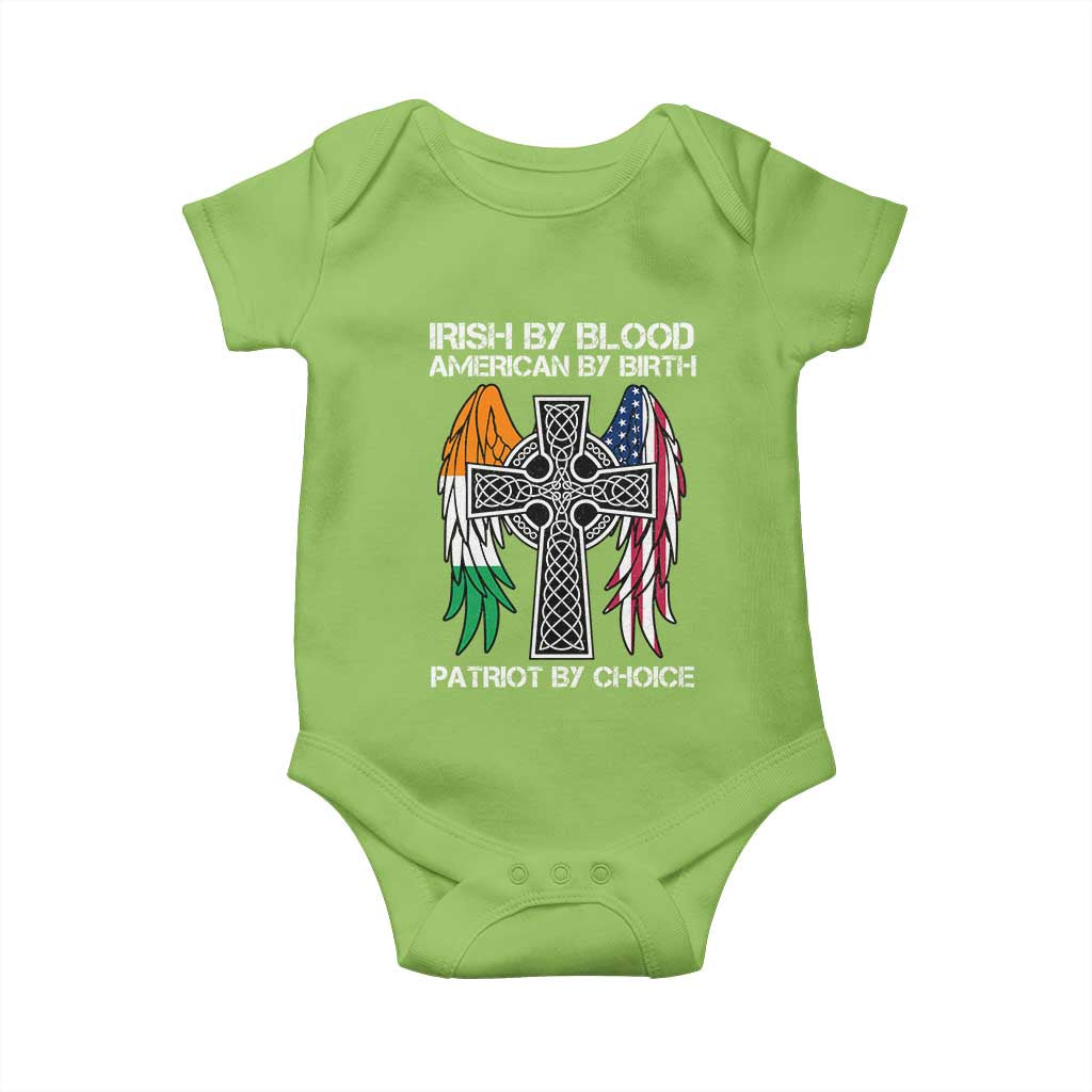 Irish By Blood American By Birth Patriot By Choice Baby Onesie Ireland America Flag Celtic Cross TS09 Lime Print Your Wear