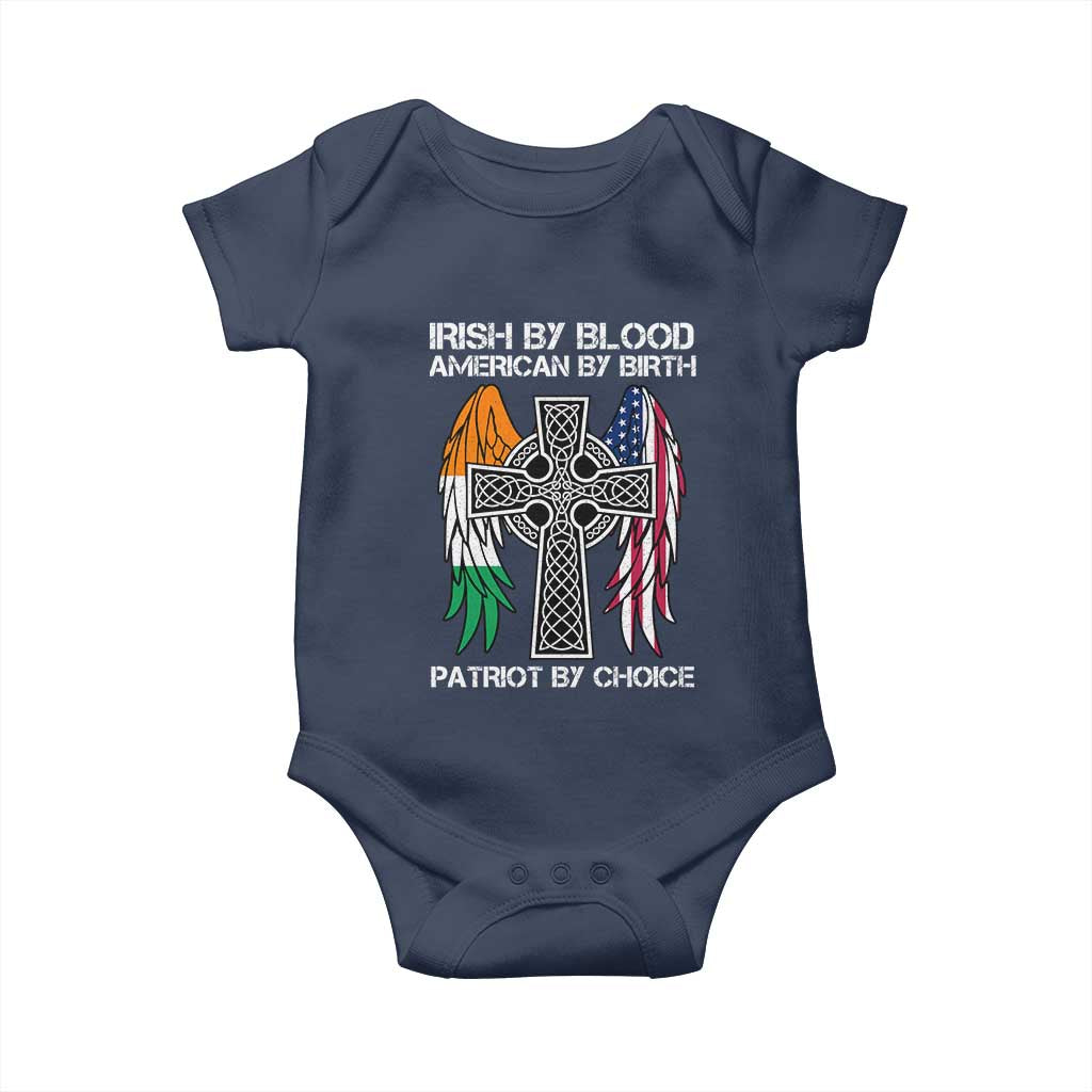 Irish By Blood American By Birth Patriot By Choice Baby Onesie Ireland America Flag Celtic Cross TS09 Navy Print Your Wear