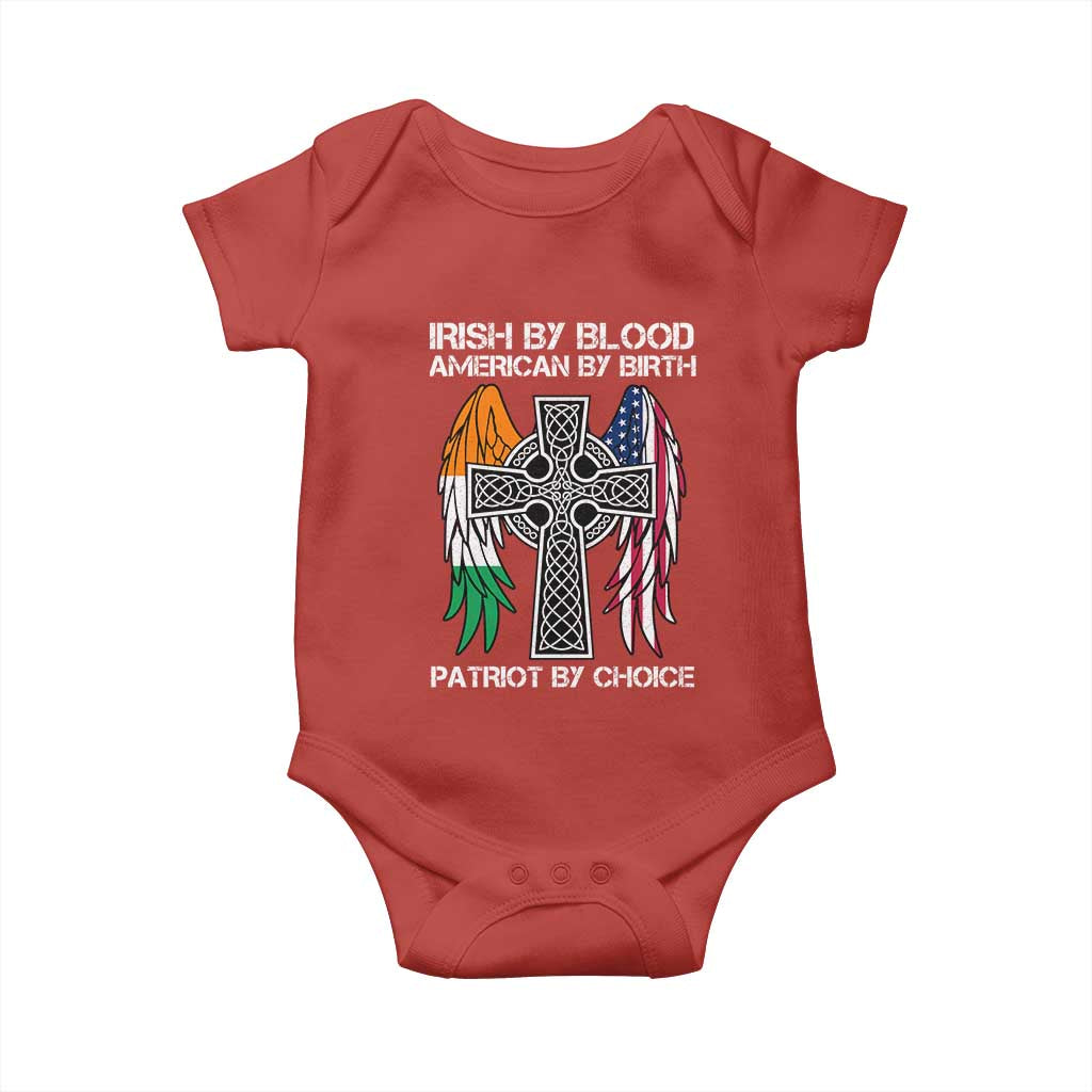 Irish By Blood American By Birth Patriot By Choice Baby Onesie Ireland America Flag Celtic Cross TS09 Red Print Your Wear