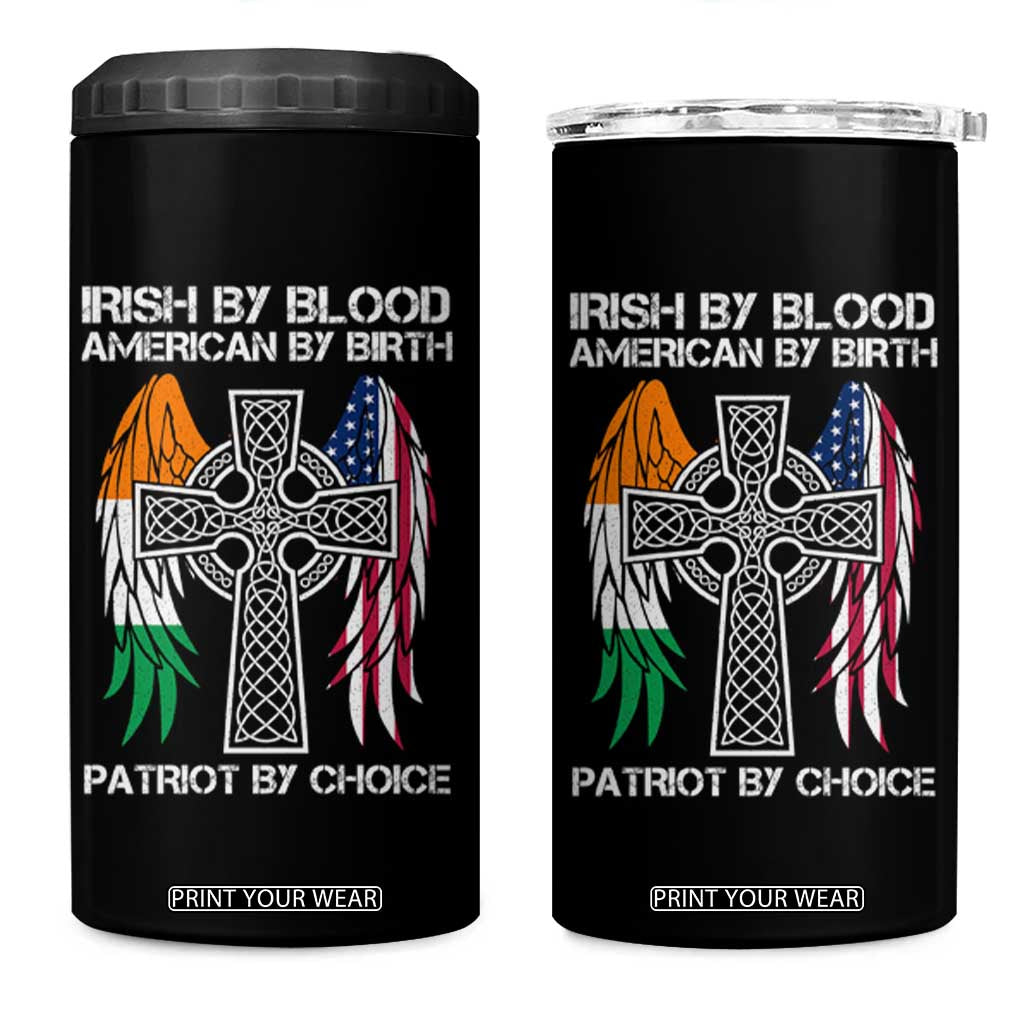 Irish By Blood American By Birth Patriot By Choice 4 in 1 Can Cooler Tumbler Ireland America Flag Celtic Cross TS09 One Size: 16 oz Black Print Your Wear