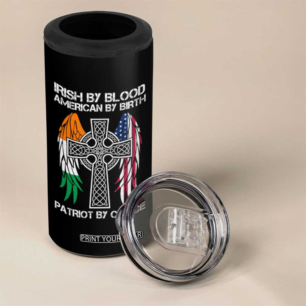 Irish By Blood American By Birth Patriot By Choice 4 in 1 Can Cooler Tumbler Ireland America Flag Celtic Cross TS09 Print Your Wear
