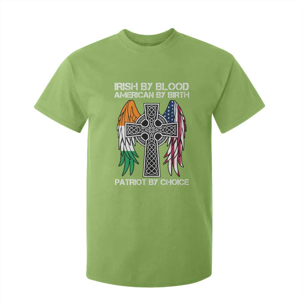 Irish By Blood American By Birth Patriot By Choice T Shirt For Kid Ireland America Flag Celtic Cross TS09 Lime Print Your Wear